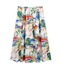 Nature Print Loose Shirt + Midi Skirt