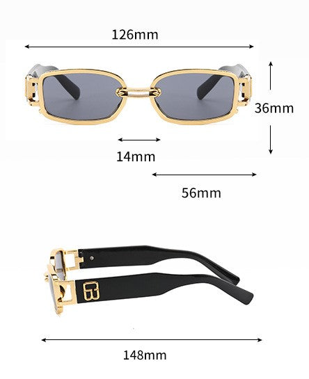 Vintage Rectangle Tinted Lens Sunglasses