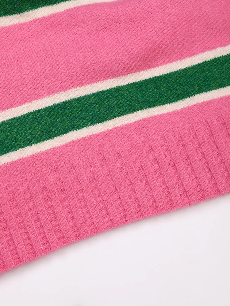 Pink Striped Big Knitted Sweater