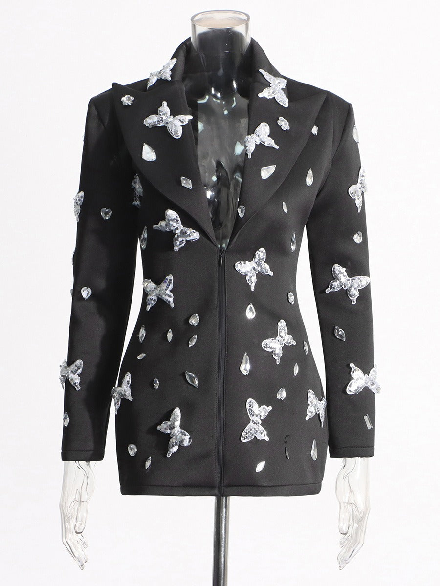 Waist Slimming Butterfly Sequin Blazer