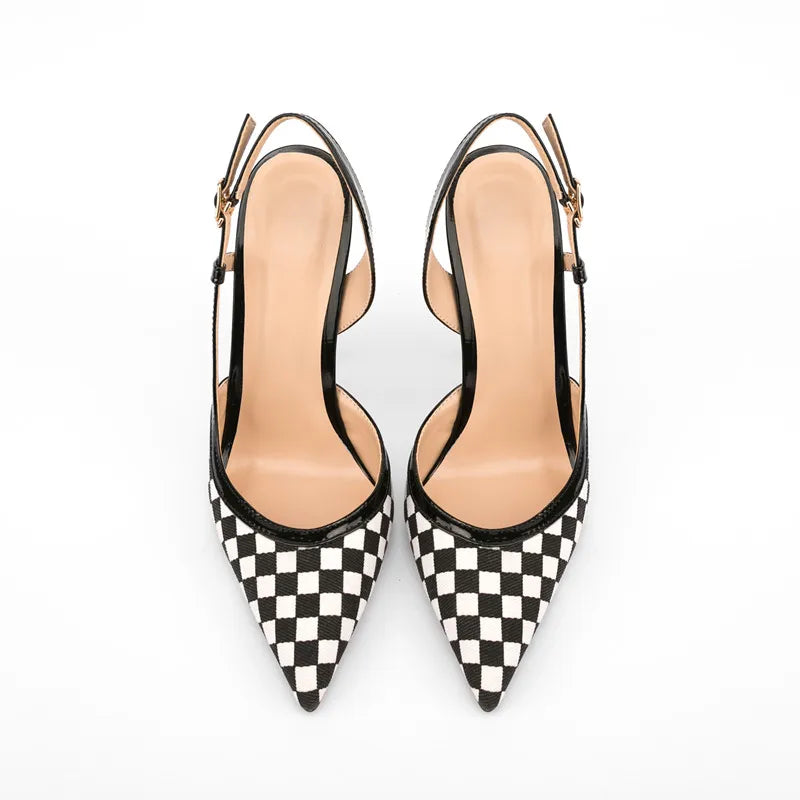 Checkerboard Pointed High Stiletto