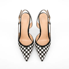 Checkerboard Pointed High Stiletto