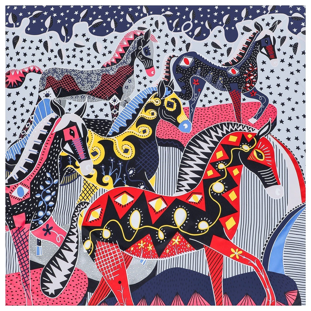 Abstract Colored Horses Scarf