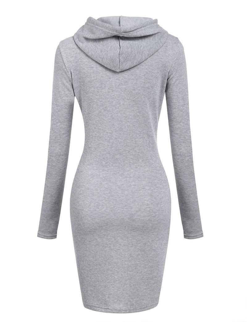 Kangaroo Pocket Hooded Midi Dress