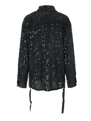 Sequins Lapel Blouse Top