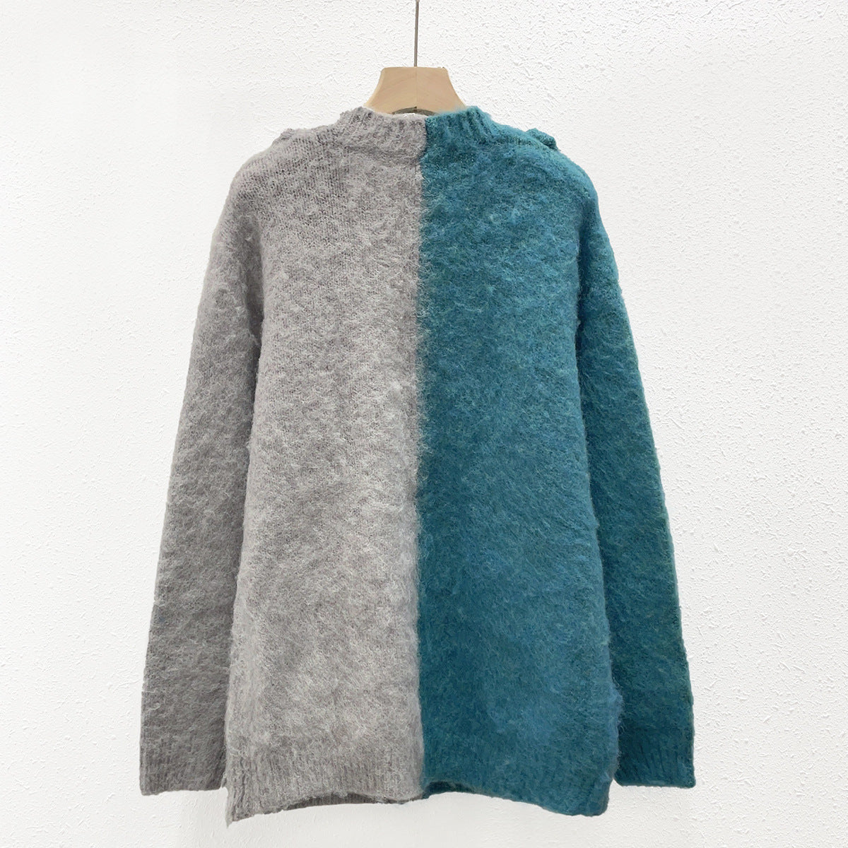 Color Block Pocket Splice Thicken Knit Cardigan