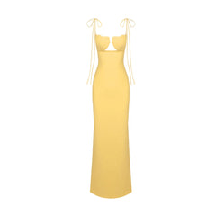 Tulip Sleeveless Lace Up Solid Maxi Dress