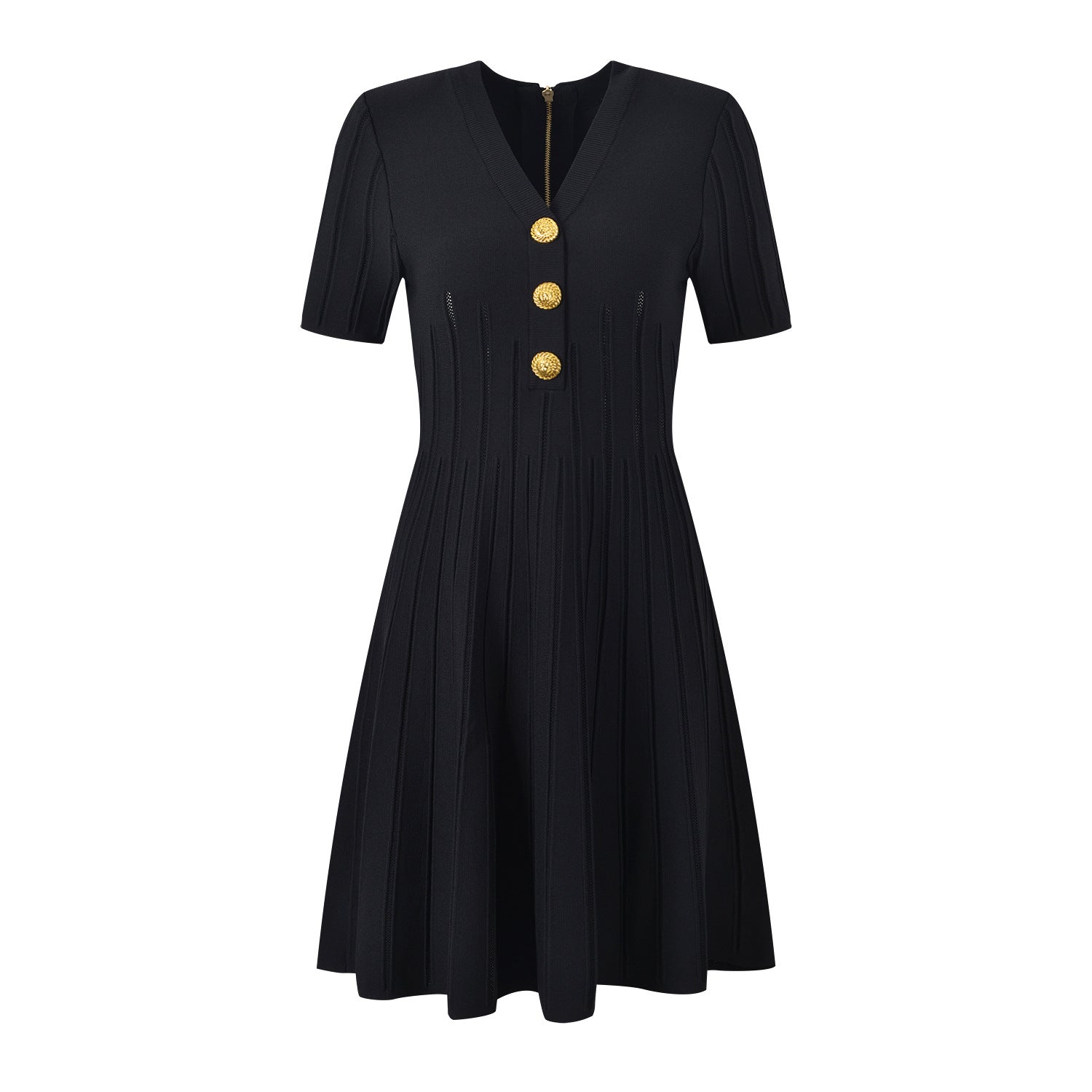 Solid Slim Fit Knitted Midi A-Line Dress