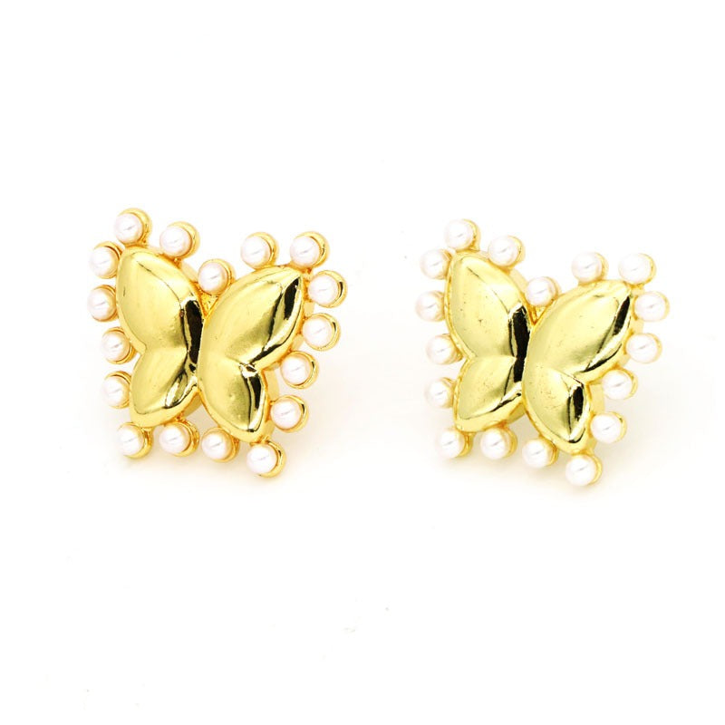 Pearl Butterfly Love Star Earrings