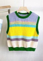 Striped Sleeveless Loose Knitted Vest