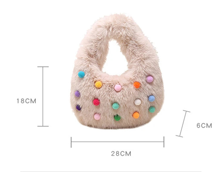 Multicolor Fur Balls Cloud Bag