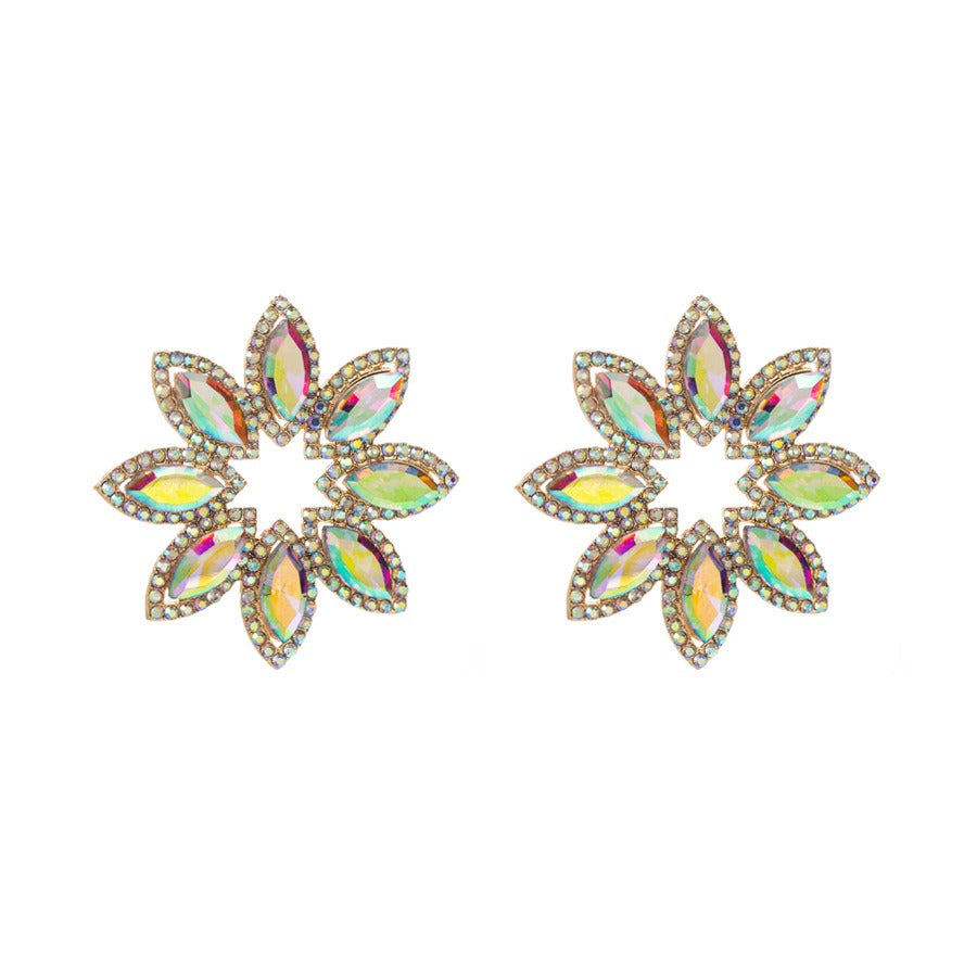 High-End Diamond Flower Earrings