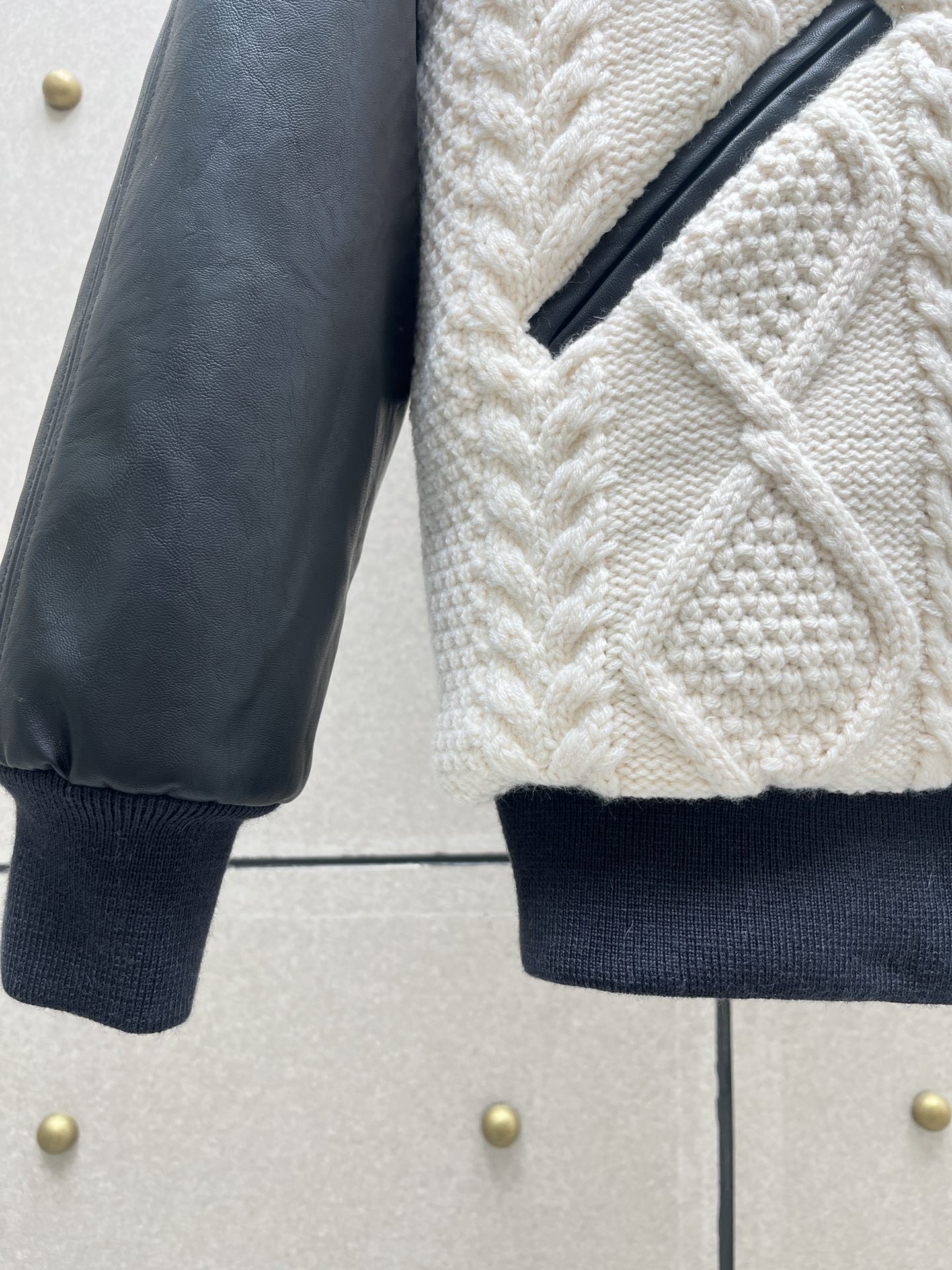 Contrast Spliced Knitted Wool Jacket