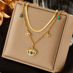 Pre Order:  Blue Eyed Charms Multilayer Necklace