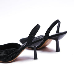 Crystal Pointed Toe Slingback Stiletto Sandals