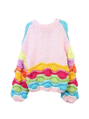 Colorful Chunky Knit Wool Cardigan