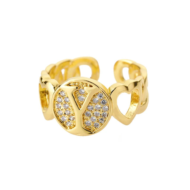 Alphabet Gold Plated Resizable Ring