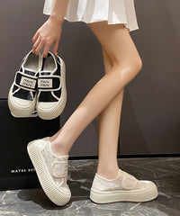 Casual Comfy Beige Breathable Mesh Splicing Flats