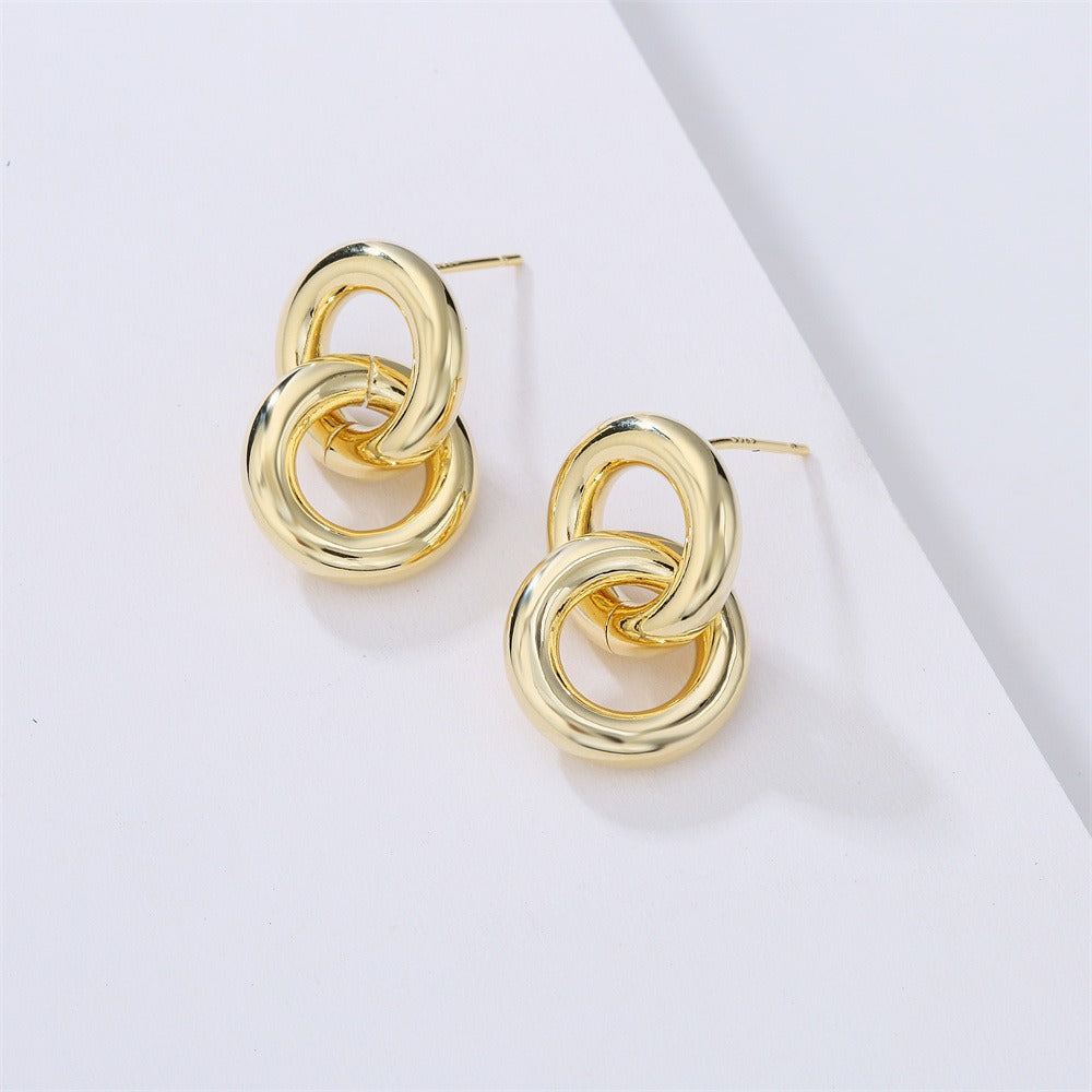 Geometric Linked Hoop Earrings