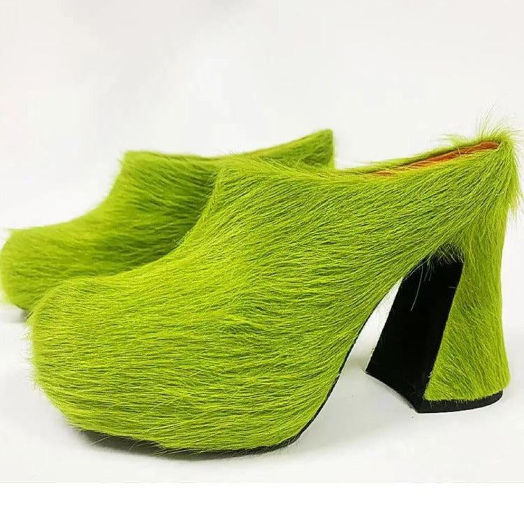 Casual Round Head Candy Colored Fur Shoes