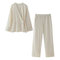 Solid Kimono Style Top + Pants