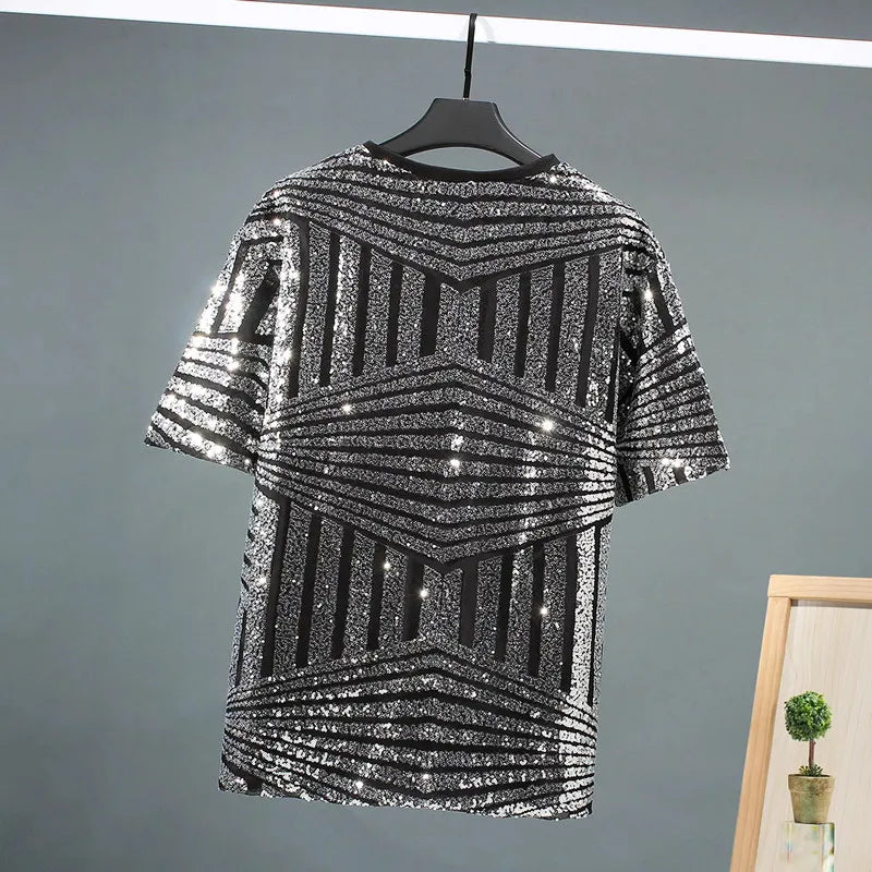 Geometric Sequined Loose Fit T-Shirt