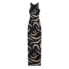 Brush Strokes Sleeveless Maxi Dress