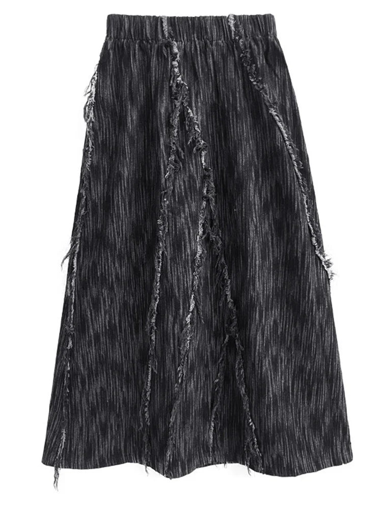 Retro Denim A-Line Skirt