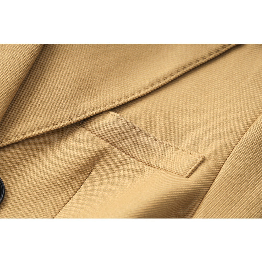 Classic Double Breasted Wool Twill Long Coat