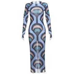 Color Match Print Maxi Dress