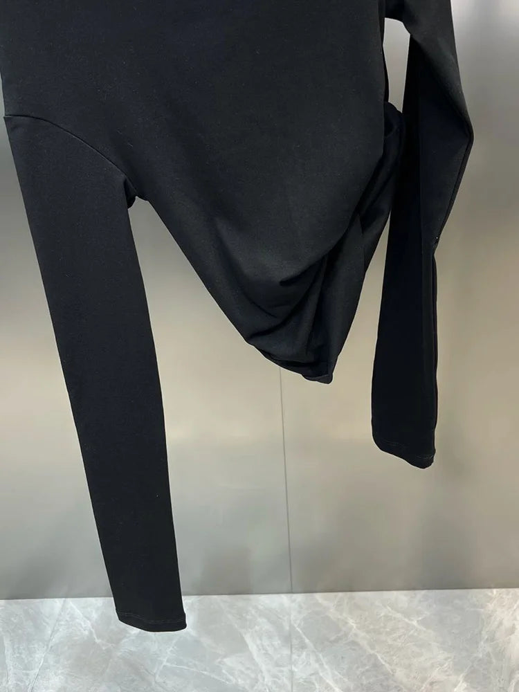 Irregular Sloping Shoulder Top + Hip Hugging Skirt