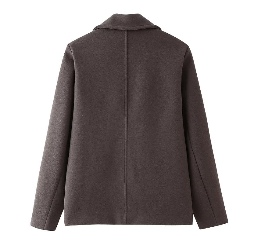 Elegant Gray Double Breasted Charm Coat