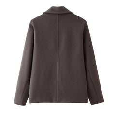 Elegant Gray Double Breasted Charm Coat