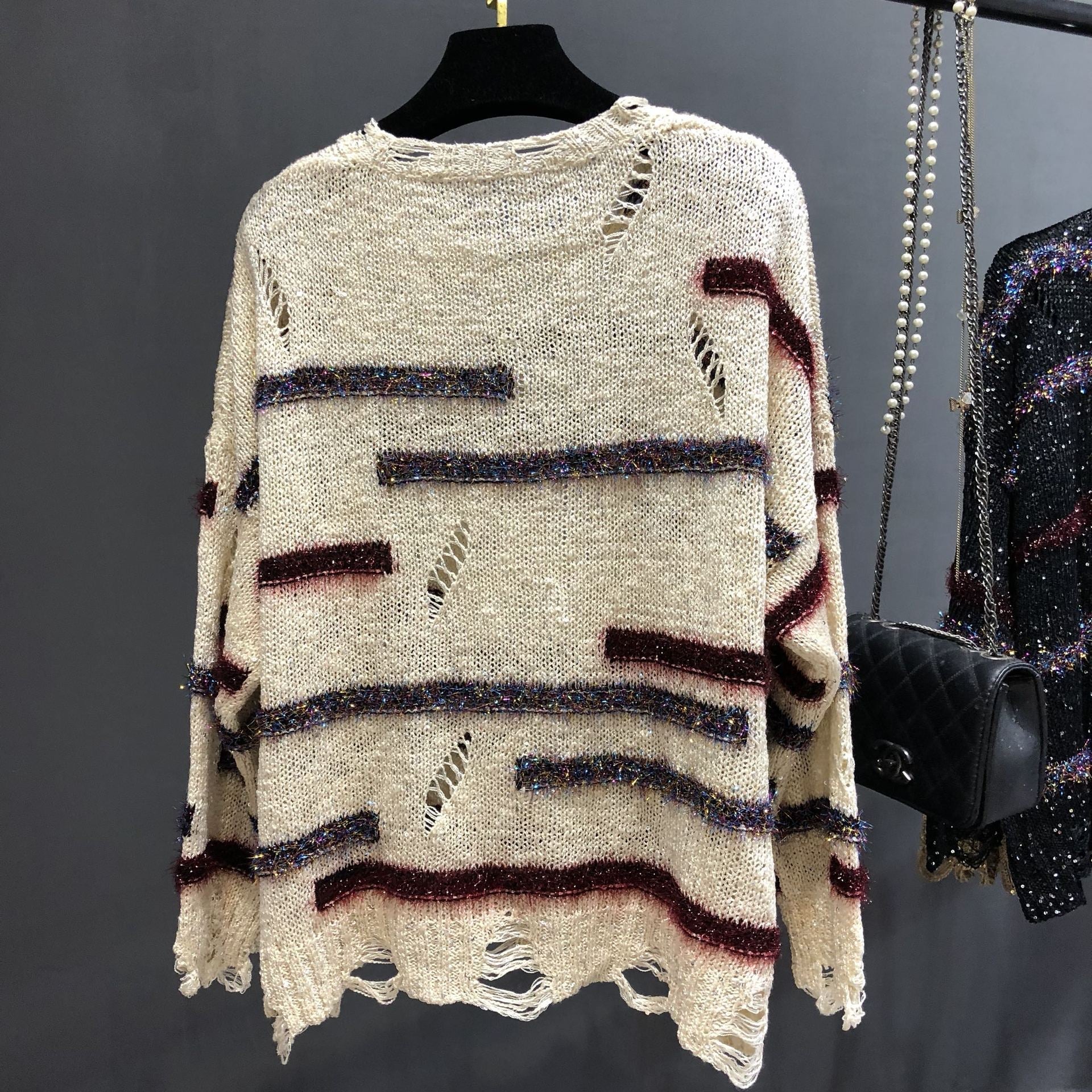 Glitzy Distressed Knitted Sweater