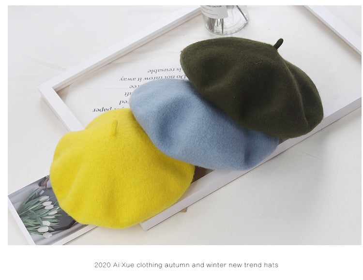 Round Top Knitted Wool Beret