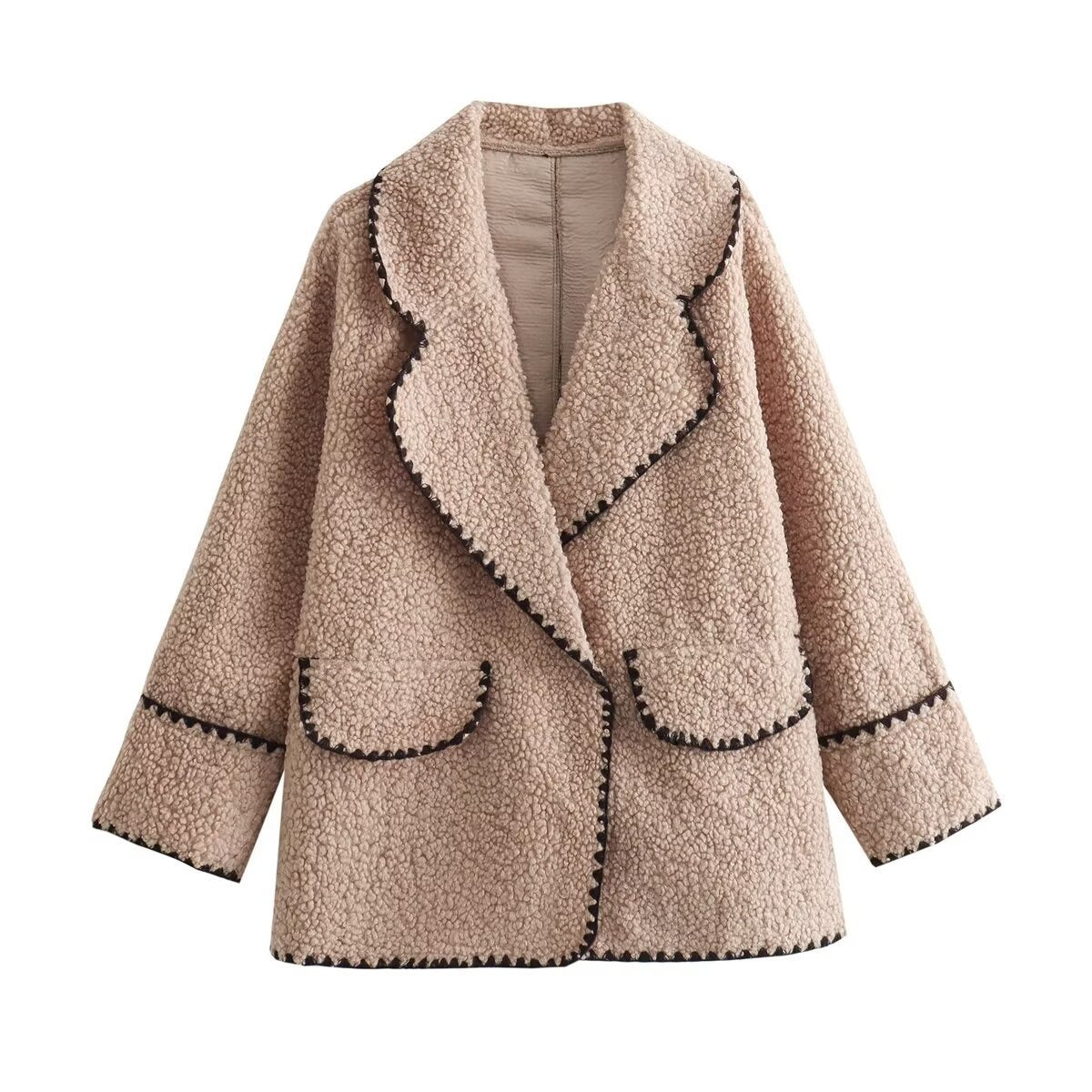 Stitching Loose Casual Wool Coat