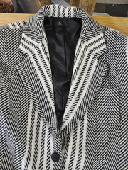 Zigzag Stripes Notched Collar Blazer