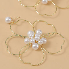 Pearl Woven Large Flower Earrings
