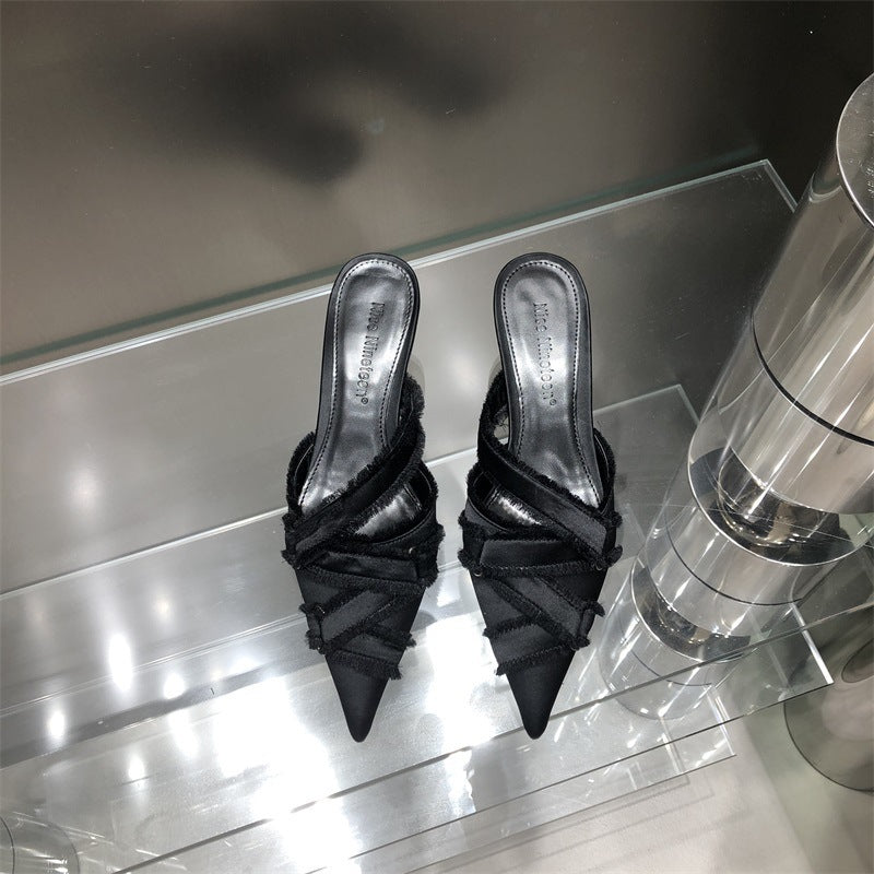 Solid Pointed Toe Mule Pumps