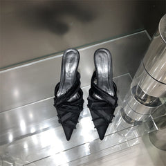 Solid Pointed Toe Mule Pumps