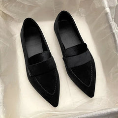 Pointed Toe Velvet Casual Loafers