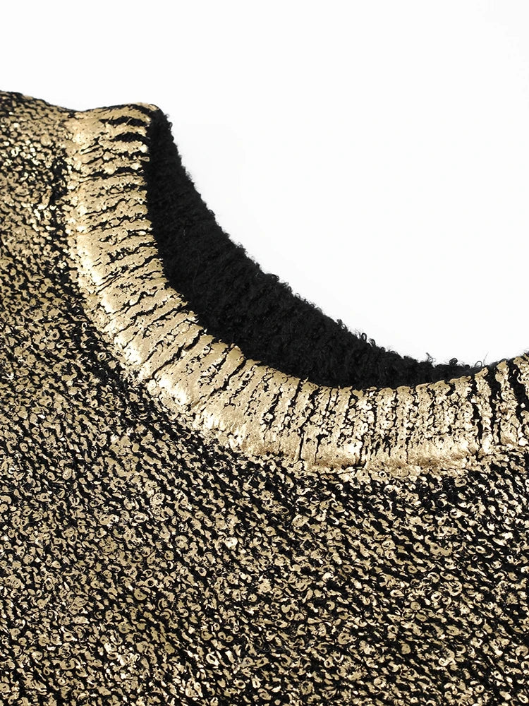 Metallic Ribbed Edges Sweater