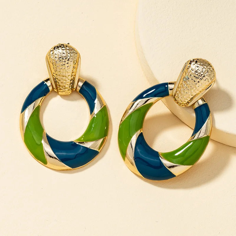 Color Block Geometric Earrings