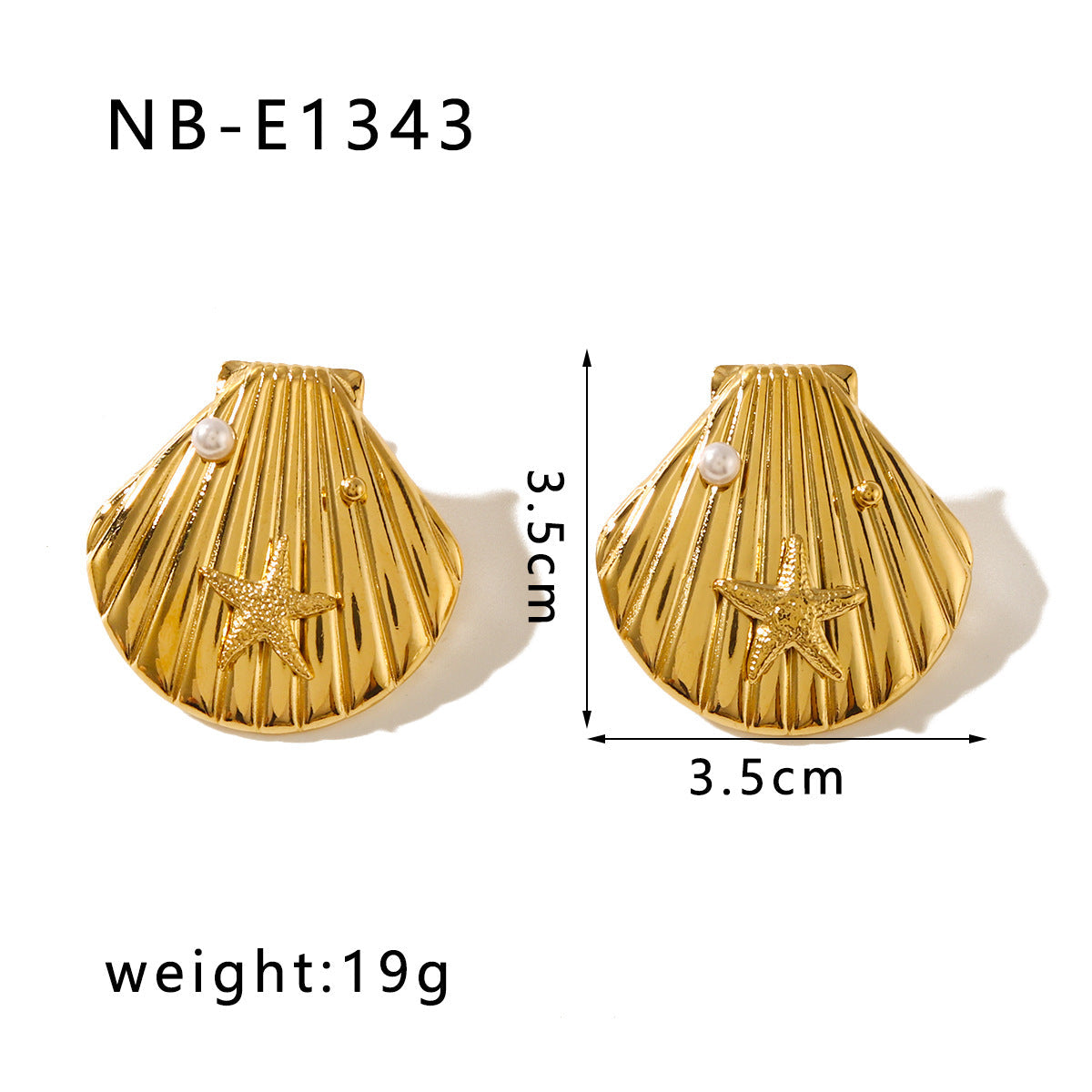 Pearl Inlaid Shell Shaped Earrings