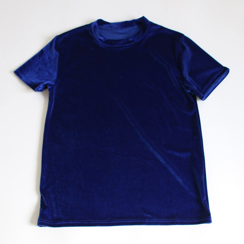 Velvet Solid Short Sleeve T-Shirt