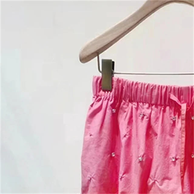 Rhinestone Gradient Color Shirt + Shorts Set