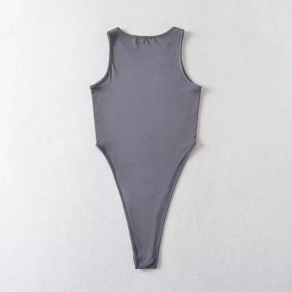 O-neck Sleeveless Stretchable Bodysuits Top