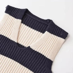 Stripes Cropped Knitted Vest