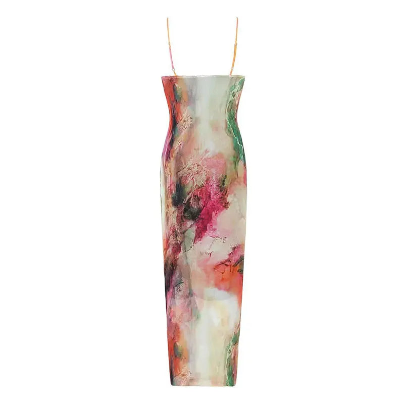 Color Blend Convertible Straps Dress