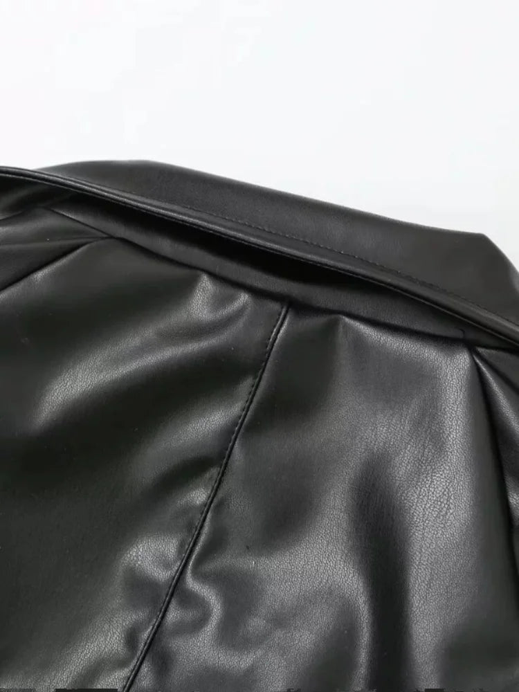 Asymmetrical Faux Leather Scarf Jacket